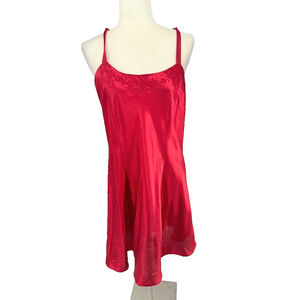 Vtg Inner Most Red Silky Nightie Lingerie Negligee Nightgown Size L Sexy Wedding